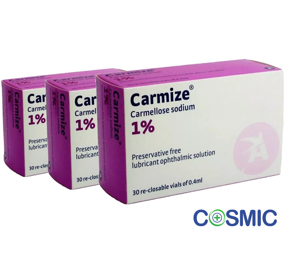 3 X Carmize Carmellose Sodium Eye Drops 1% Vial's of 0.4ml (30 Vials)