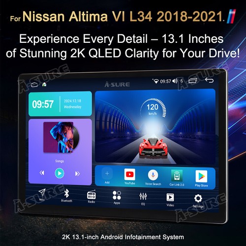 13.1'' 2K CarPlay Stereo Radio For Nissan Altima 2018-2021 Android 14 GPS 4+64GB - Picture 2 of 23