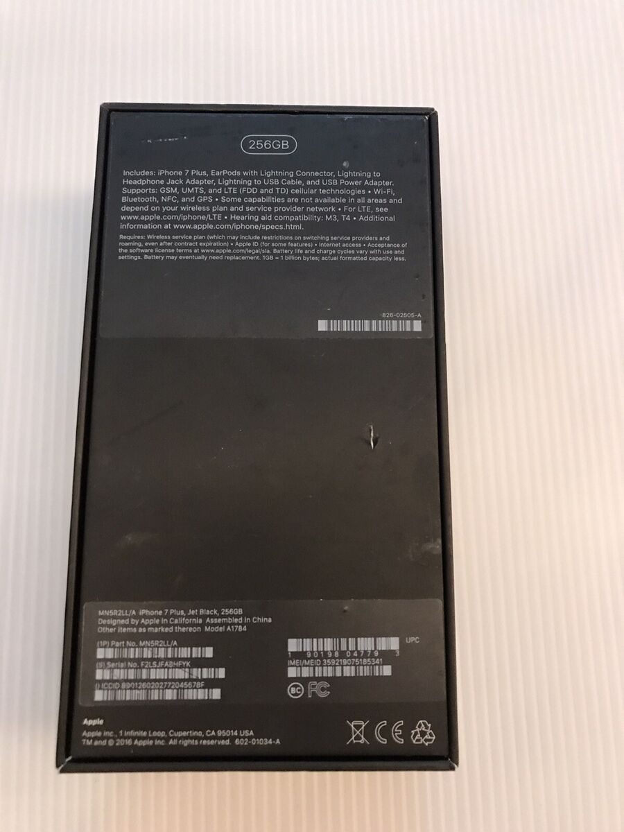 Apple Iphone 7 Plus 256 GB Unlocked T-mobile Jet Black W/Box Apple Iphone 7 Plus 256 GB Unlocked T-mobile Jet Black W/Box