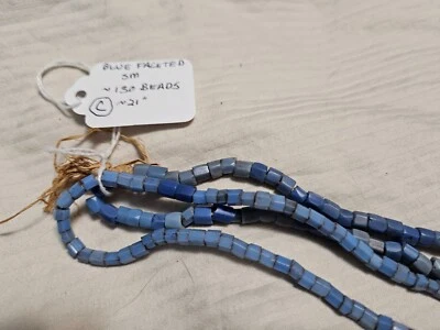 Vintage Czech opaque,lt.blue faceted,Czech,trade beads. ~3-4mm, $40.00/strand, C - Image 1 of 2