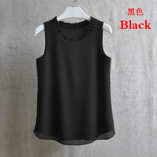 Lady Double Layer Chiffon Tank Top Vest Camisole Ruffle Basic T Shirt Loose Fit - Picture 20 of 36