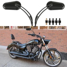 For Victory Vegas 8-Ball Hammer Black Motorcycle Rearview Side Mirrors 8/10mm
