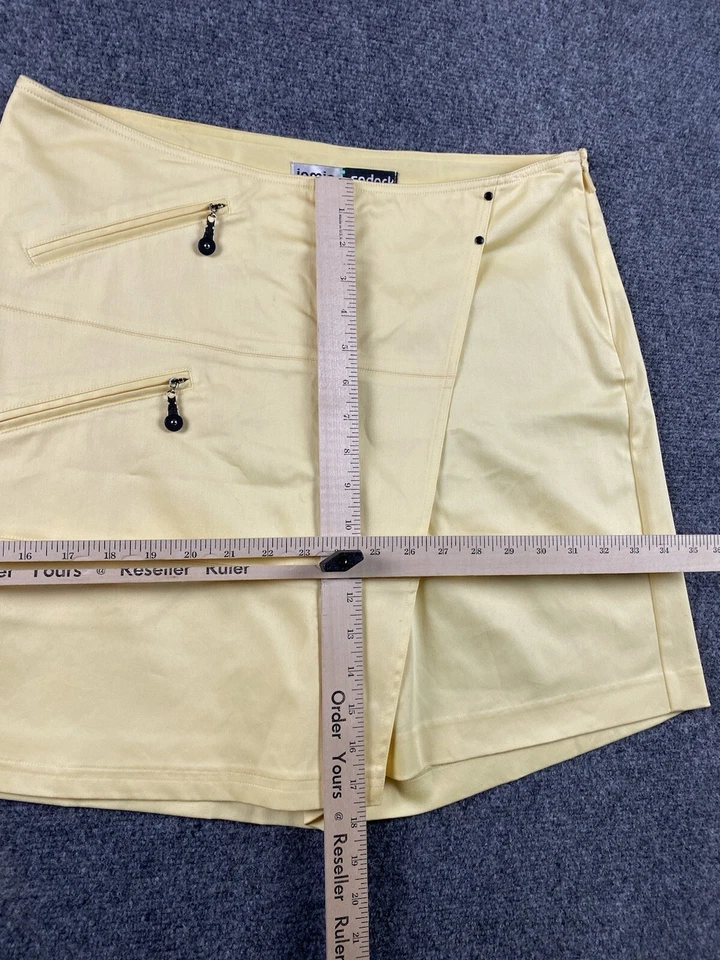 JAMIE SADOCK Athletic Skort Shorts Size 12 Yellow Fold Over Zippers Golf Casual - Imagem 3 de 4