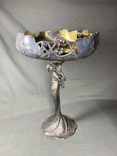Rare Antique Art Nouveau Lady/woman Figural Compote With Grapevine Design *READ