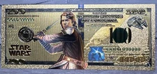 24k Gold Plated Anakin Skywalker Star Wars Banknote Collectible $100 Bill
