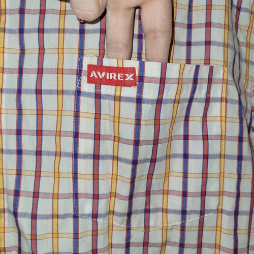 Avirex Shirt Mens XXL/2XL Bright Colorful Checked Short Sleeve Button Up Vintage - Picture 3 of 11