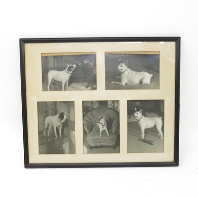 Vtg Black & White Collage Photograph Framed Photos Set of 5 Cute Little Dogs
