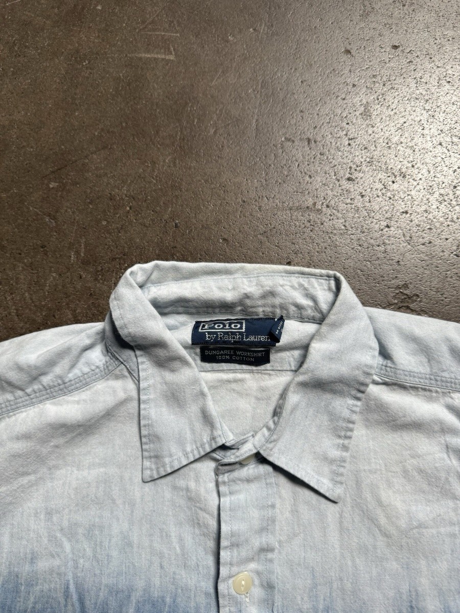 Vintage Polo Ralph Lauren Mens Sz XL Dungaree Workshirt Blue