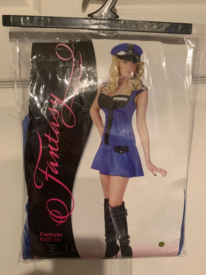 NUEVO SIN ETIQUETAS Captain Cuff Me Sexy Policía Oficial Adulto Talla S/M 2-8 Vestido y Sombrero Azul Foto 2 de 4