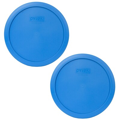 Pyrex 7402-PC Marine Blue Plastic Food Storage Replacement Lid Covers - 2 Pack