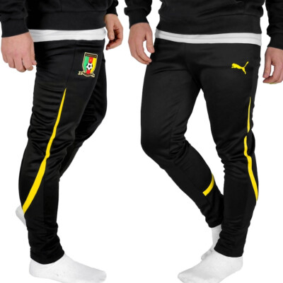 Puma Herren Trainingshose Kamerun Fußball Hose Sport Jogginghose schwarz/gelb