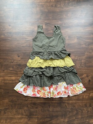 Matilda Jane Serendipity Xanadu Tank Tunic Ruffle Dress Small Olive Green  Pink
