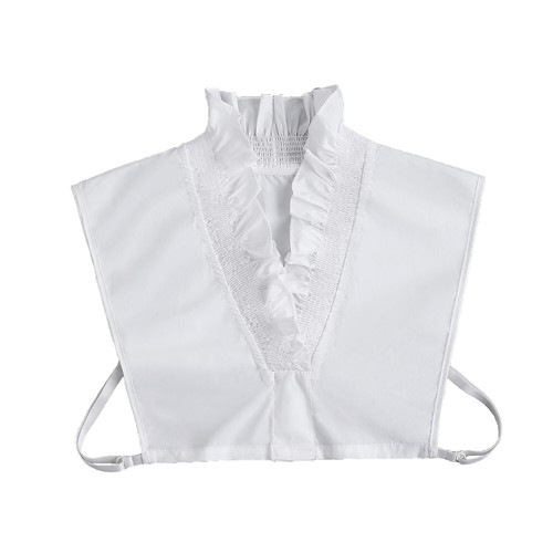 Womens Ruffled Fake Collar Dickey Collar Casual Stand Collar Half Shirt - Picture 5 of 26