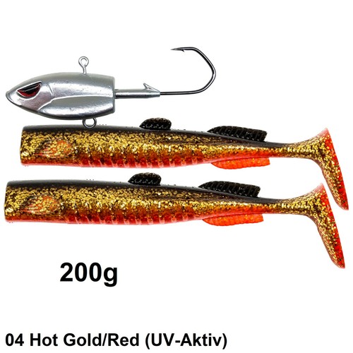 FLADEN Norwegen Meeresköder 200g bis 400g - 2x Gummifisch + Jigkopf Dorsch Köder - Bild 12 von 20