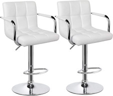 Bar Stools Set of 2, PU Leather Adjustable Swivel Barstools, Hydraulic Kitchen C