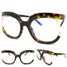 Oversize Vintage Retro Style Clear Lens EYE GLASSES Large Tortoise Optical Frame