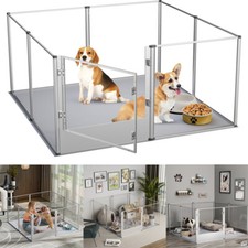 Large Foldable Pet Whelping Box with Mat Dog Playpen Anti-chew Acrylic Pen Fence