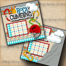 ROCK CLIMBING WALL 2 premade scrapbook pages paper piecing LAYOUT DIGISCRAP