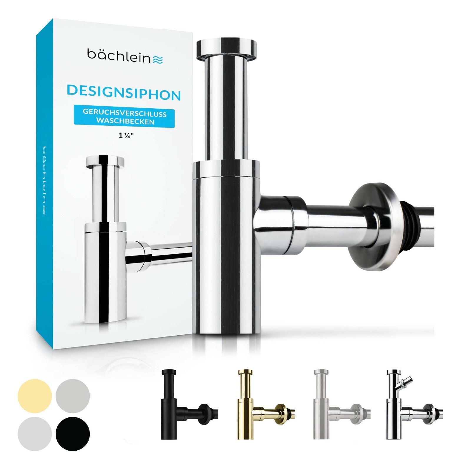 Bächlein Premium Design Siphon Universal für Waschbecken & Waschtisch Abfluss