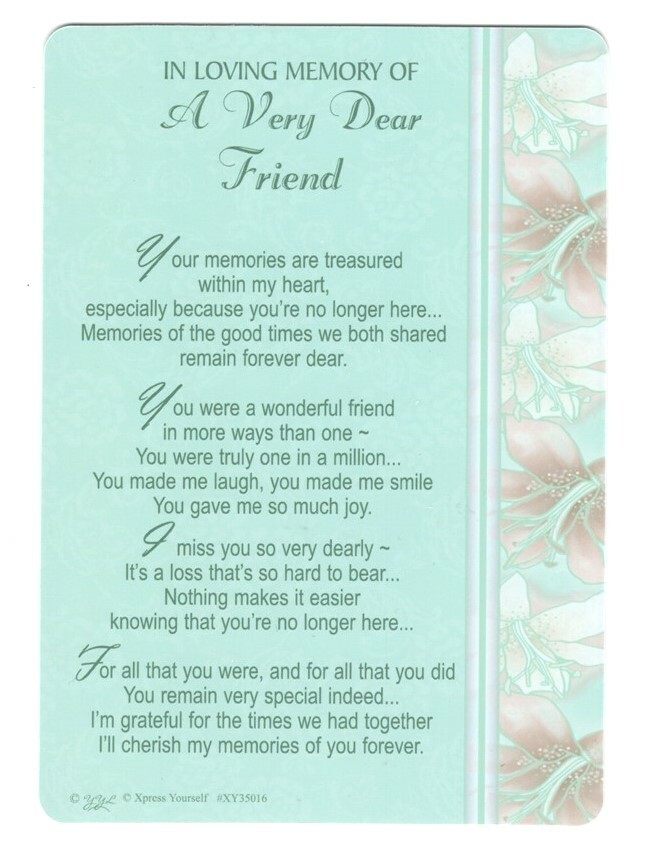 Graveside Memorial Card In Loving Memory of a Very Dear Friend