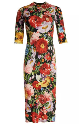 Alice + Olivia Delora Blooming Garden Sheath Dress Stretch Floral