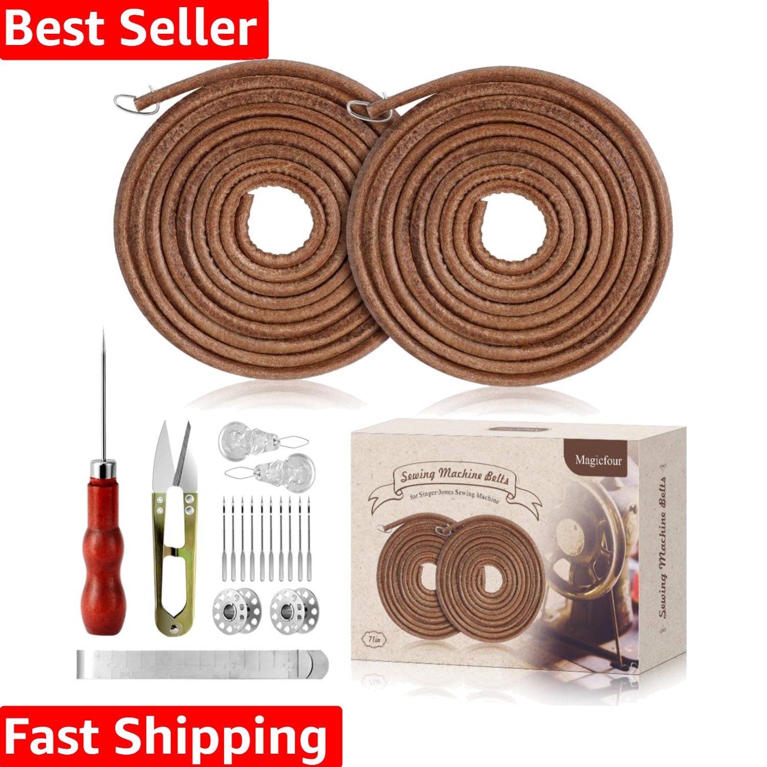 Vintage Singer Sewing Machine Replacement Kit - Leather Belts & Accessories