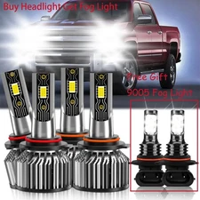 LED Headlight Combo Hi/Low+Fog Light Bulb For Chevrolet Silverado 1500 2003-2006