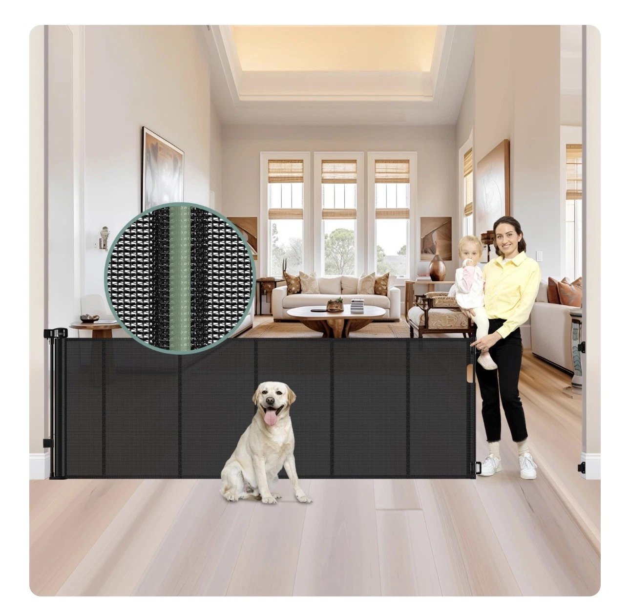 Retractable Pet Safety Gate 37" Tall, Fits 0-159" Black
Opens in a new window or tab