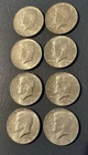1965-69 Kennedy Half Dollar 40% Silver Circulated, Lot of 8 uncertified AU