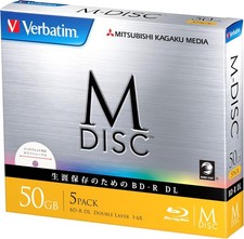 Verbatim M-DISC Blu-ray Discs, Long-Term Storage, Record-Once, BD-R DL, 50G