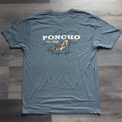 Poncho Outdoors Rainbow Trout T Shirt Mens L Athletic Fit Set The Hook Fishing