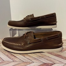 Sperry Top Sider Auténtico Original 2 Ojos Zapato Barco Hombres 8 Marrón Cuero Náutico