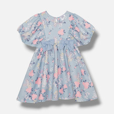 Disney Kids Girls Blue Princess Flower Short Sleeve Dress Size 4