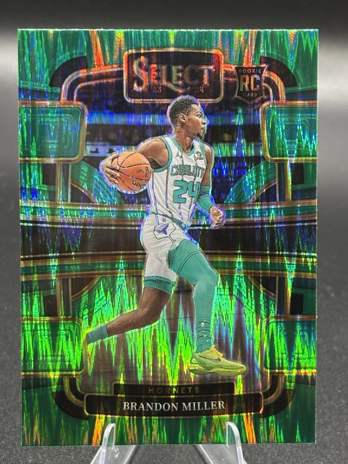 2023-24 Panini Select Brandon Miller #80 Concourse Green Shock Rookie Prizm