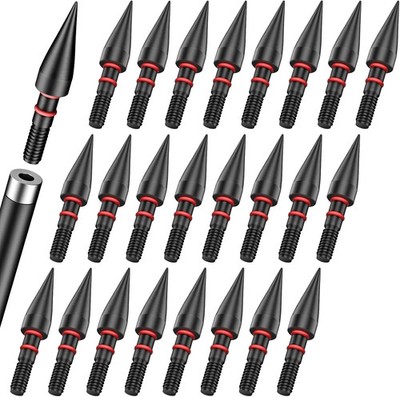 24Pcs Archery Field Points Screw-in Arrow Point 100 Grain 5/16'' Steel Field Tips