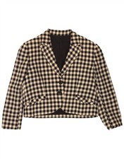 Vintage Womens Crop 2 Button Blazer Jacket IT 44 Medium Black Gingham CU10