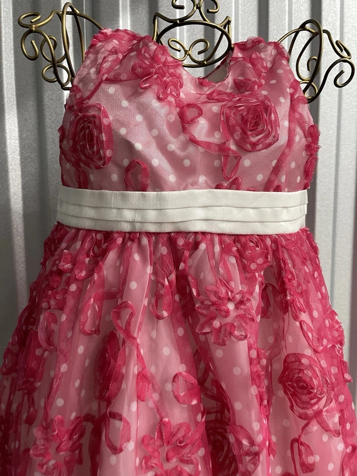Blueberi Boulevard Kids Dress pink w/ white , size 6 - Image 4 of 4