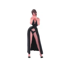 1:64 Painted Figure Model Miniature Resin Diorama Sand Morden Girl Black Dress