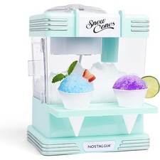 Snow Cone Shaved Ice Machin Includes 2 Reusable Plastic Cups & Ice Scoop - Aqua