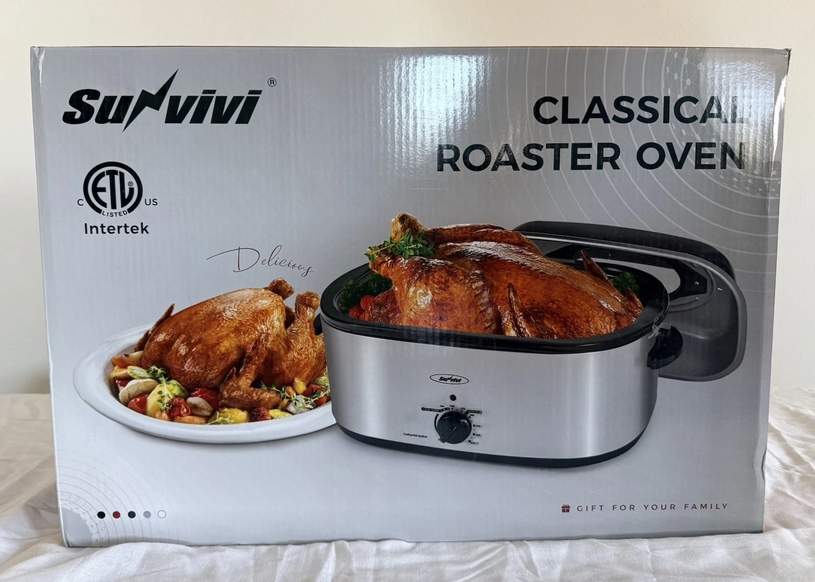 Sunvivi Electric Turkey Roaster Oven with Glass Lid,Removable Pan & Rack. NEW!