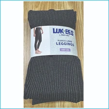 Lukees by Muk Luks Fleece-Lined Leggings - LXL, Ribbed, Warm Winter Wear