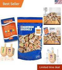 Traditional Hanukkah Wooden Dreidels - 100 Count, Ziplock Storage Included