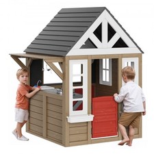 HOT/ Outdoor Wooden Playhouse Kids Garden Games Cottage with Door Window Sink