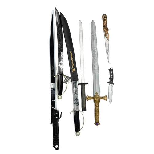 Toy Sword Bundle Lot of 7 Pirate Swords Lightsaber Park Souvenirs Daggers