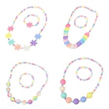 Charm Jewelry Set Colorful Beads Jewelry Plastic Texture Present for Girls