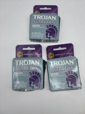 3 pack Trojan Ultra Thin Lubricated Latex Male Condoms 3ct ea. Exp. 12/01/2026