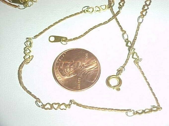 6 VINTAGE BRASS TRIPLE HEART COBRA CHAIN 16" DECO NECKLACES L936