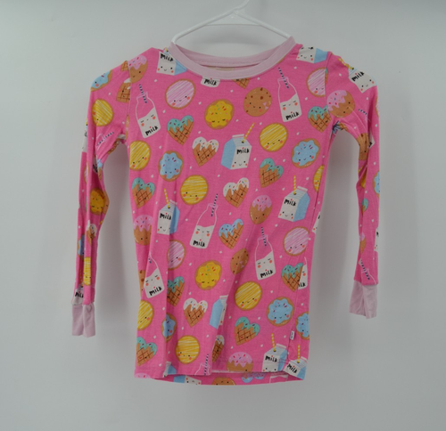Little Sleepies Size 7/8 Bamboo Pajamas Pink Milk Cookies Dessert 2 Piece - Afbeelding 2 van 11