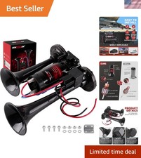 Universal 12v Air Horn Kit For Cartruck With All-in-one Air Compressor