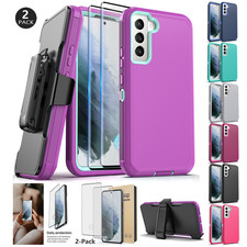 For Samsung Galaxy S21 Plus FE Ultra Case Rugged Cover Belt Clip /Tempered Glass